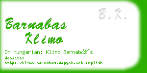 barnabas klimo business card